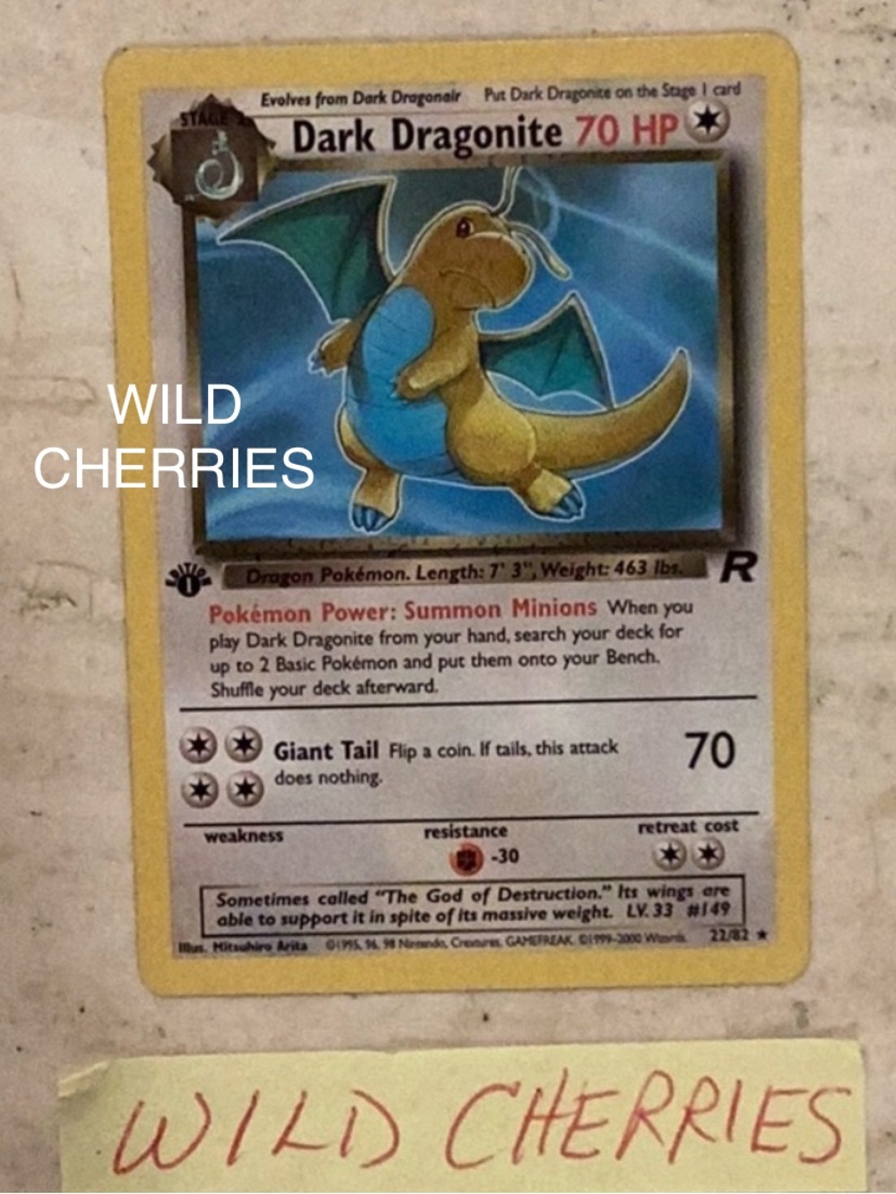 Dark Dragonite 1st Edition 2000 Pokemon Card 22/82 Non Holo Team Rocket Rare #22 - Picture 6 of 7